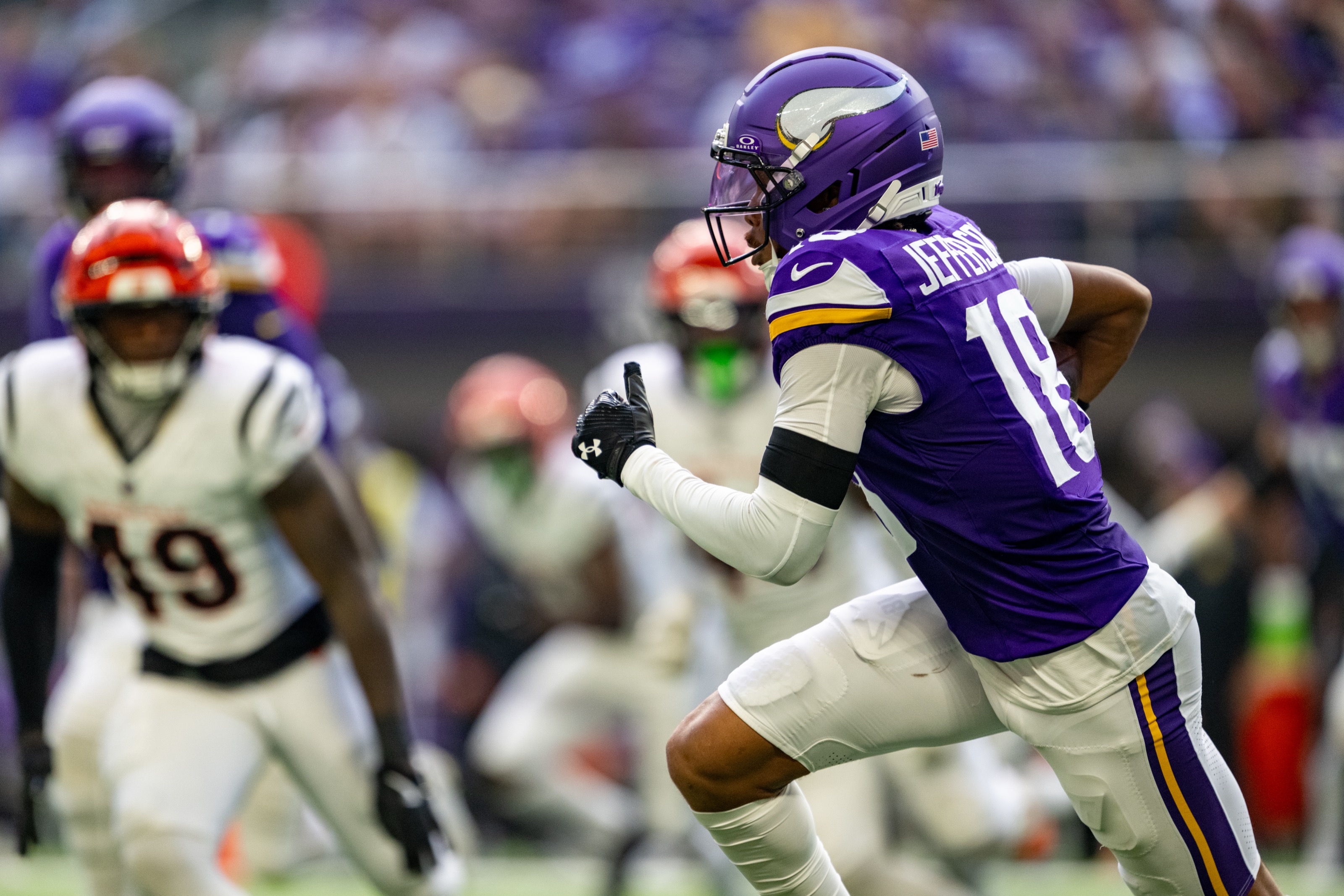 Justin Jefferson, featured in What Full PPR Does To Four Receivers' Lineup Value